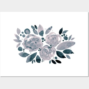 Watercolor flower bouquet - neutral Posters and Art